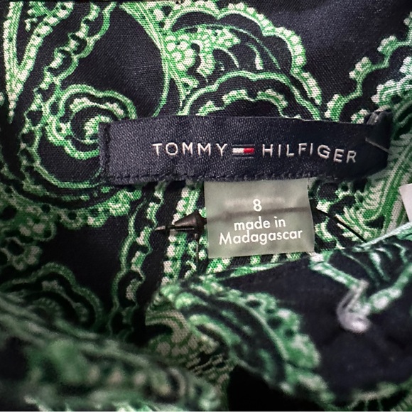 TOMMY HILFIGER Shirtdress Green BLUE paisley NWT Size 8 - Picture 5 of 6